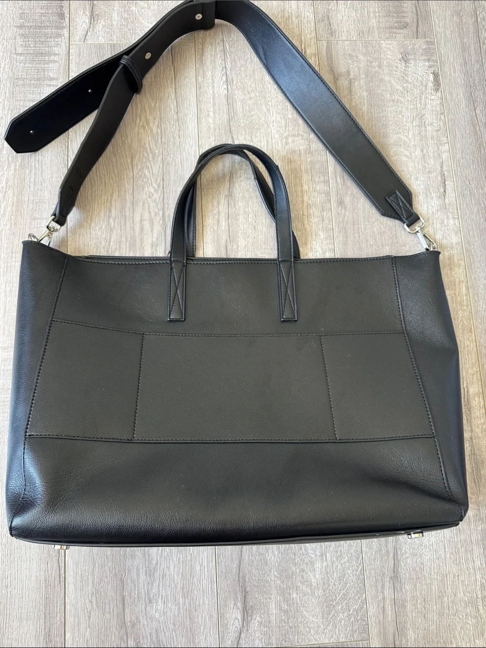 CALPAK Haven 16” Laptop Tote Black Vegan Leather Work Travel Bag